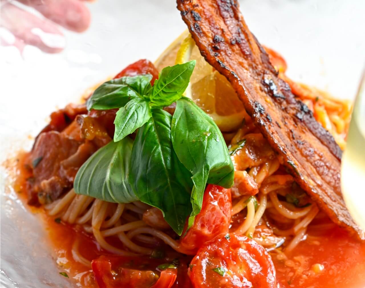 Dry-Aged Bacon and Tomato Chilled Pasta