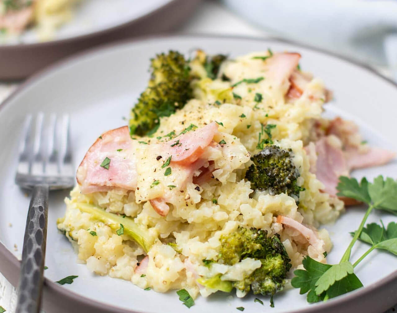 Canadian Bacon Broccoli Low-Carb Casserole