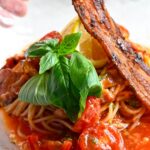 ドライエイジベーコンとトマトの冷製パスタ